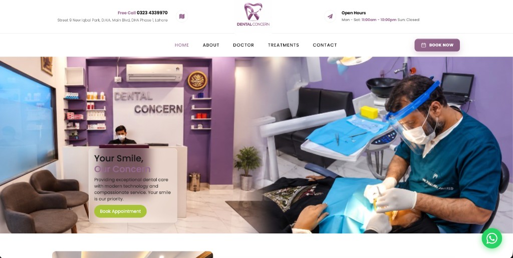 Dental Concern — Modern Dental Clinic Website & Online Appointment Platform